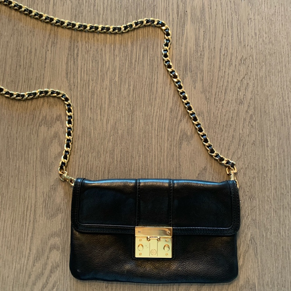 Black Leather Tory Burch purse